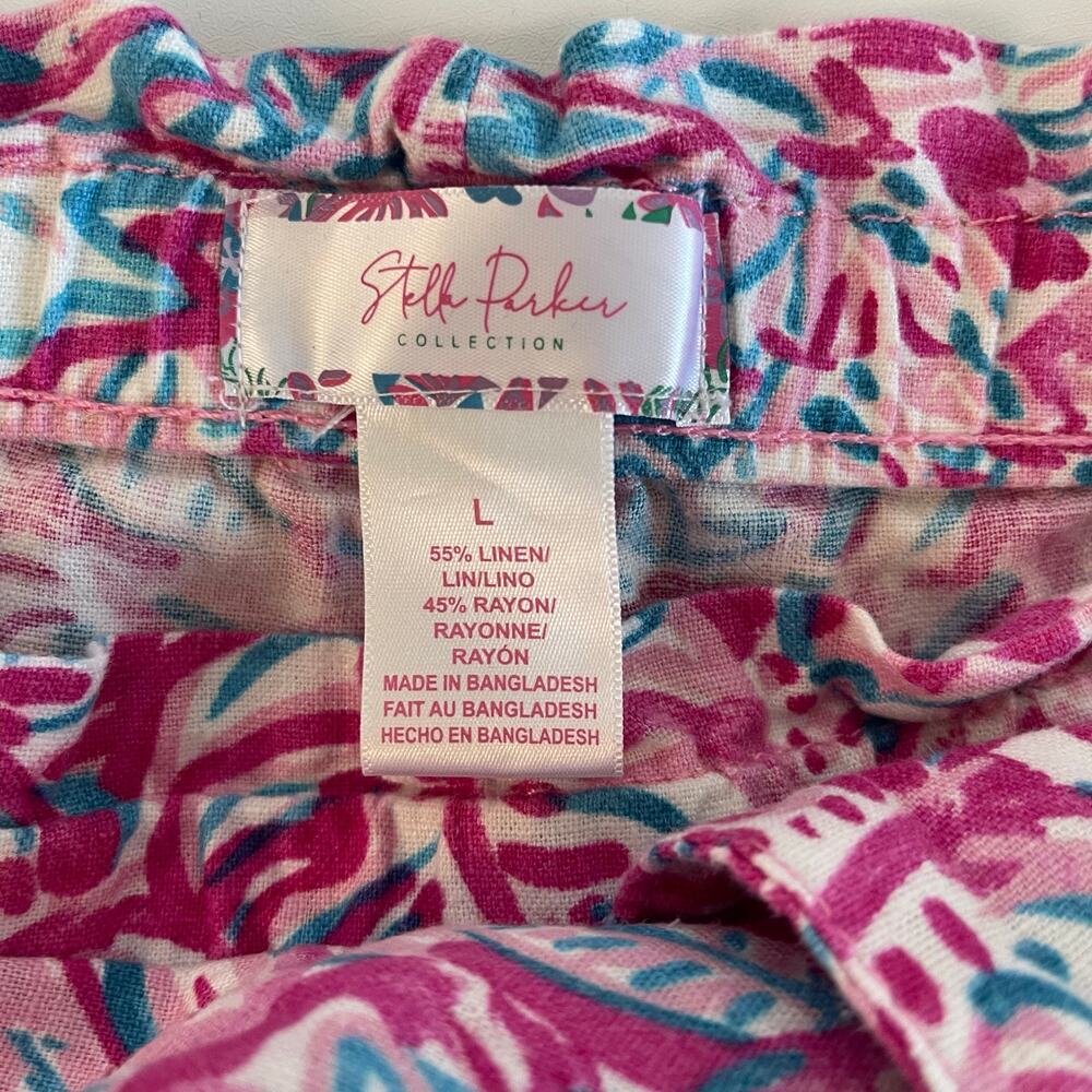 Stella Parker Linen Blend Paperbag Shorts Pink - Size L - Picture 3 of 3